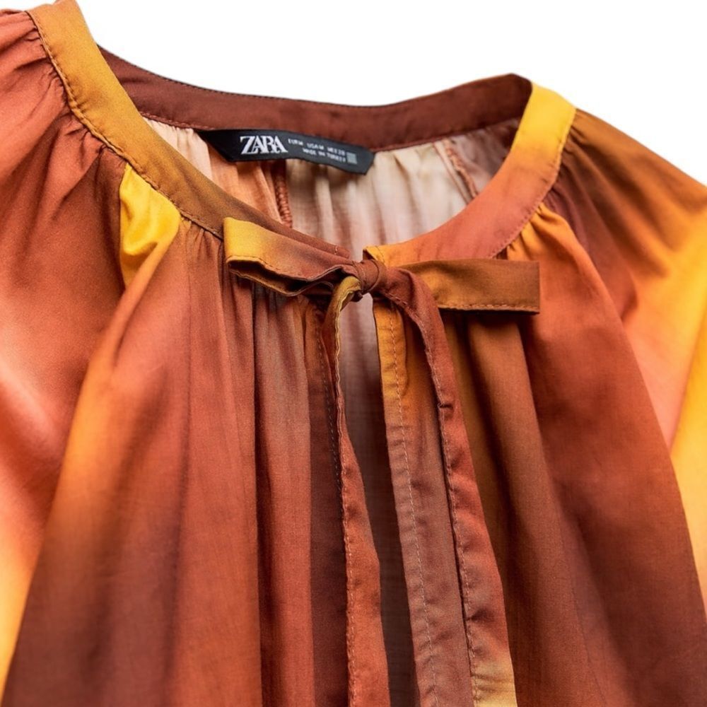 ZARA | Orange | TIE DYE PRINT OVERSIZED BLOUSE - Picture 3 of 3